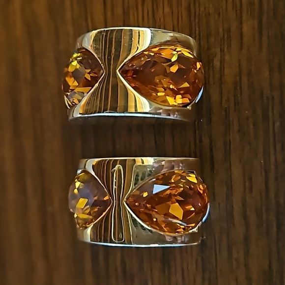 💕ST. JOHN💕 Clip On Earrings ~ Gold with Amber Stones NWOT - Picture 2 of 12